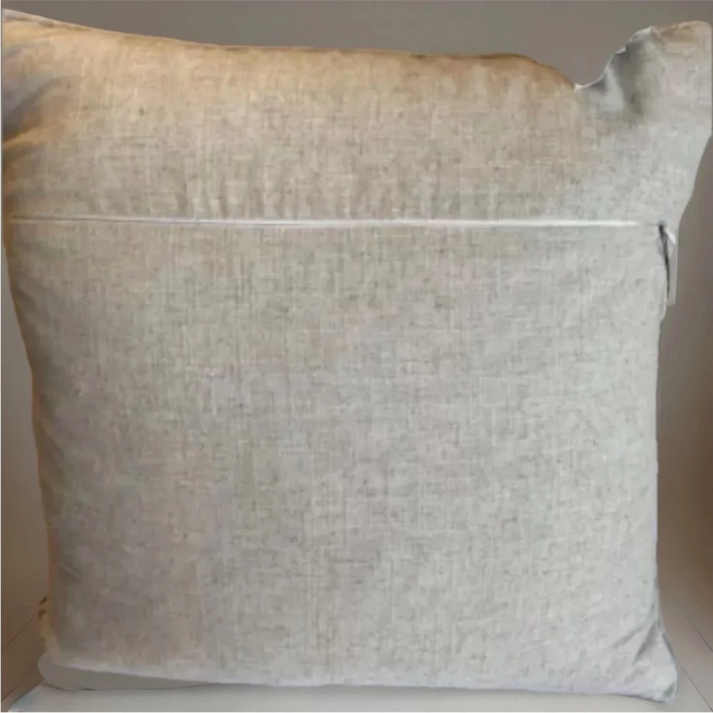 NWT 20” Sq Pillow Linen Charcoal Pewter Gray Embroidery Art Deco